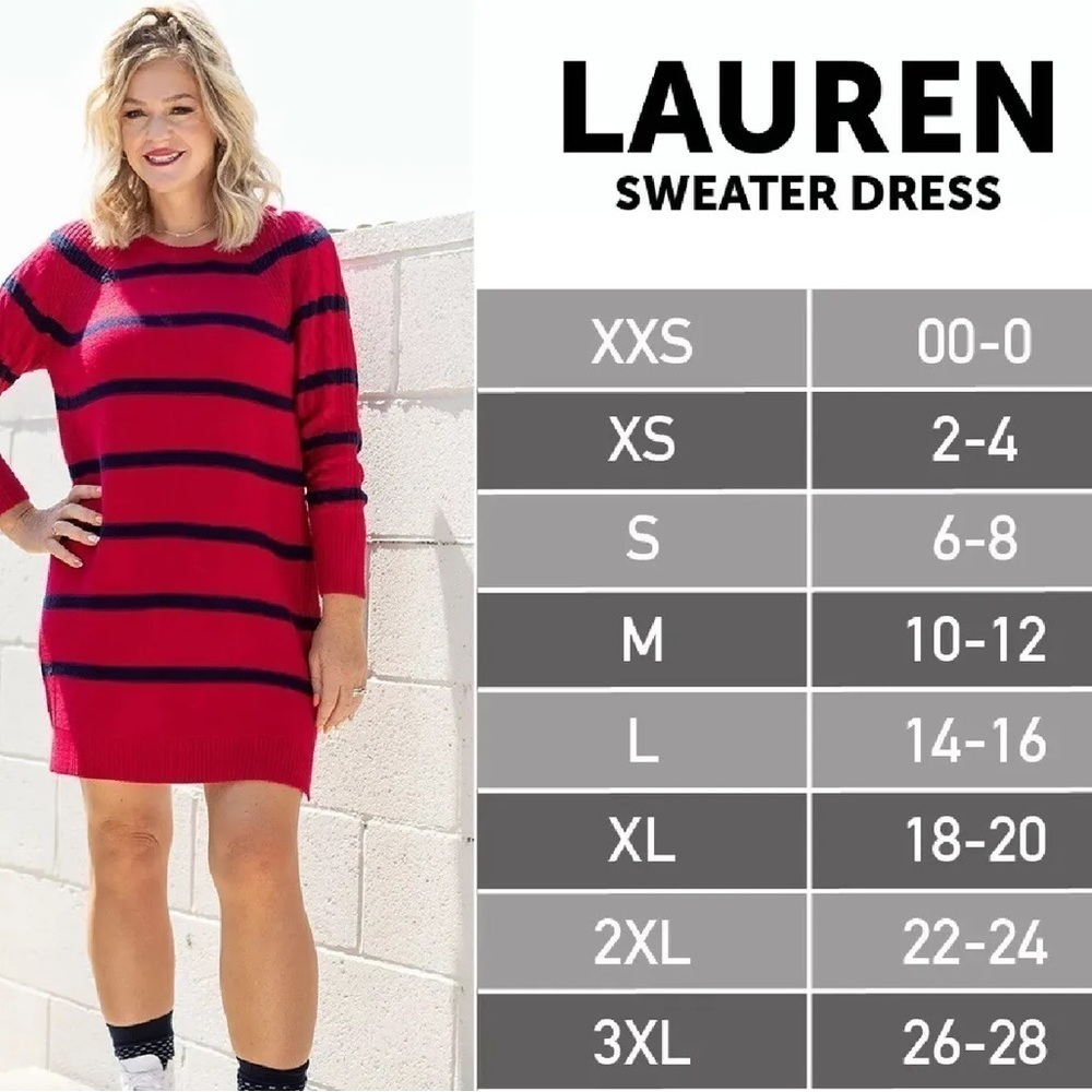 LULAROE Red/Pink/Cream Marble Blend Lauren Sweater Dress, Size Small, EUC. - Picture 9 of 10